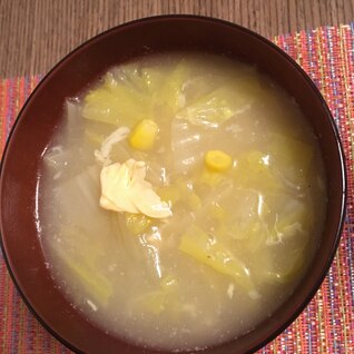 白菜とコーンの中華スープ